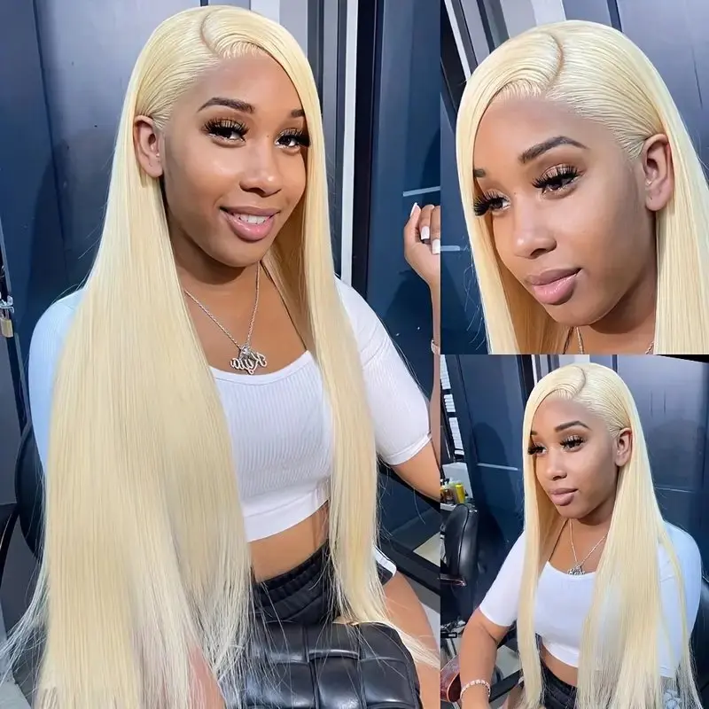 38 Inch 613  Blonde 13x6 HD Lace Frontal Wig 13x4 Front Human Hair Wig 180% Straight Transparent Pre-plucked Brazilian For Women