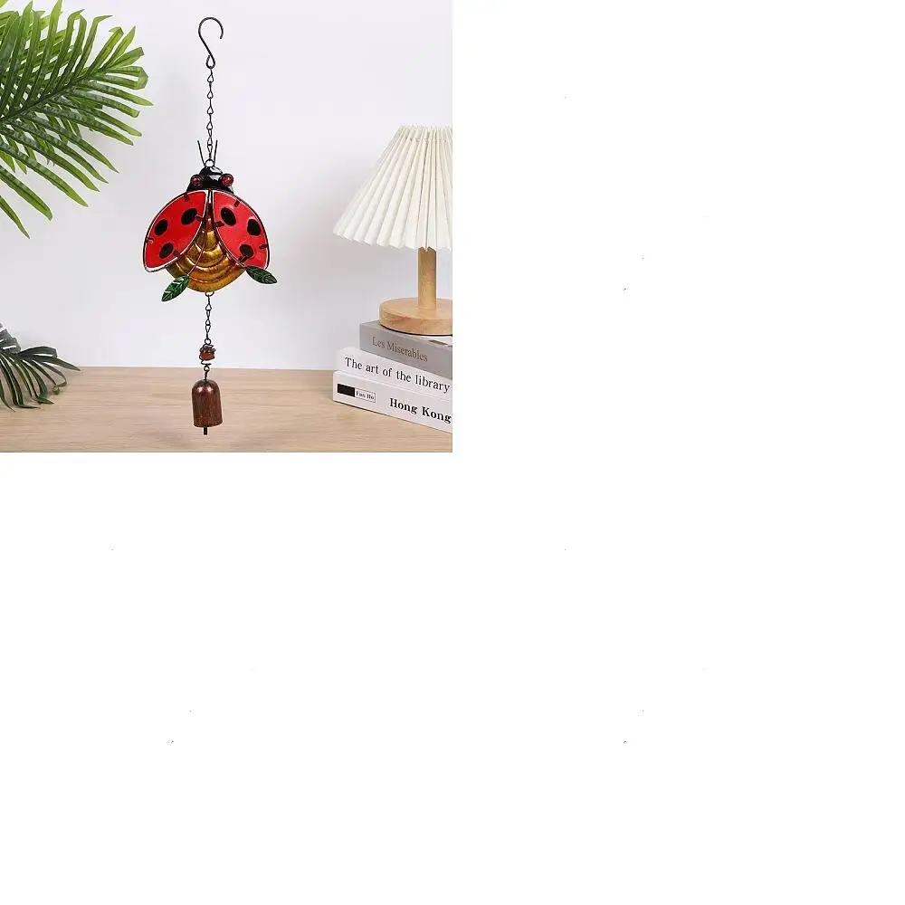 1Pc Glass Wind Chimes Pendant Decorations with Iron Findings Ladybug 435x135mm