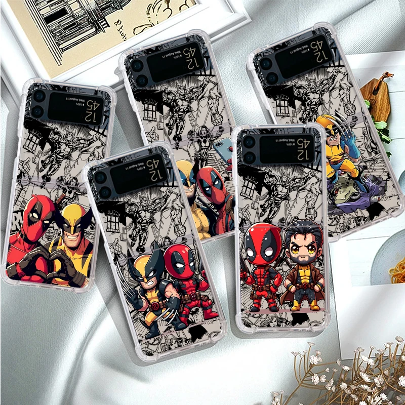 Custodie per telefoni per Samsung Galaxy Z Flip 5 case Z Flip 6 4 ZFlip 5 zflip Flip4 Airbag funda Cover Marvel Cool Wolverine Friend