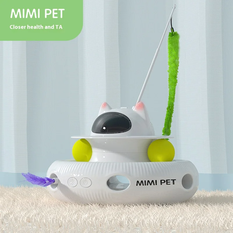 

Mimi Pet Intelligent Tease Cat Toys 360 Auto Rotating Laser Tease Cat Wand Boredom Reliever Playable