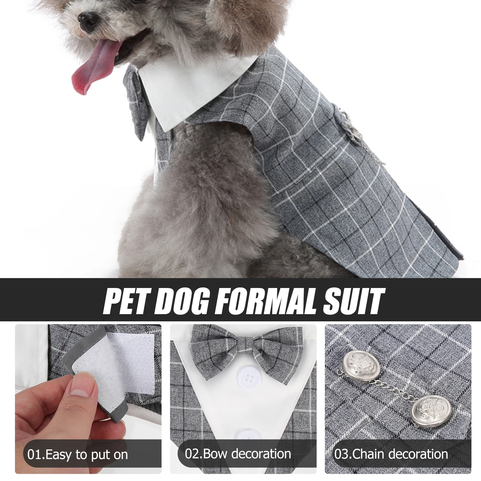 

Dog Dress Clothes for Dogs Clothing Pet Tuxedo Suit Formal Costume Wear Polyester