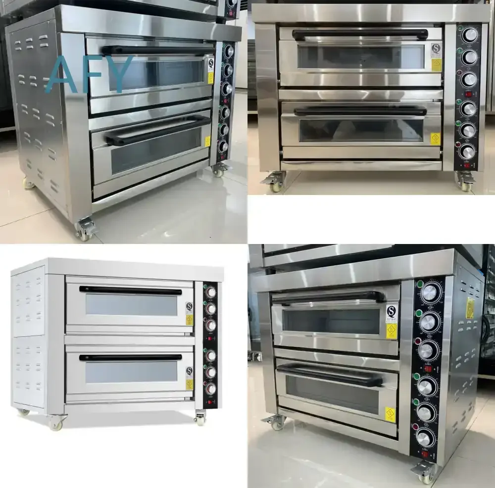 Commercial Electric Industrial Pizza Baking Oven for Cake Bread Baking 1 2 3 Deck 4 6 9 Tray Double Triple Gas Powered Oven