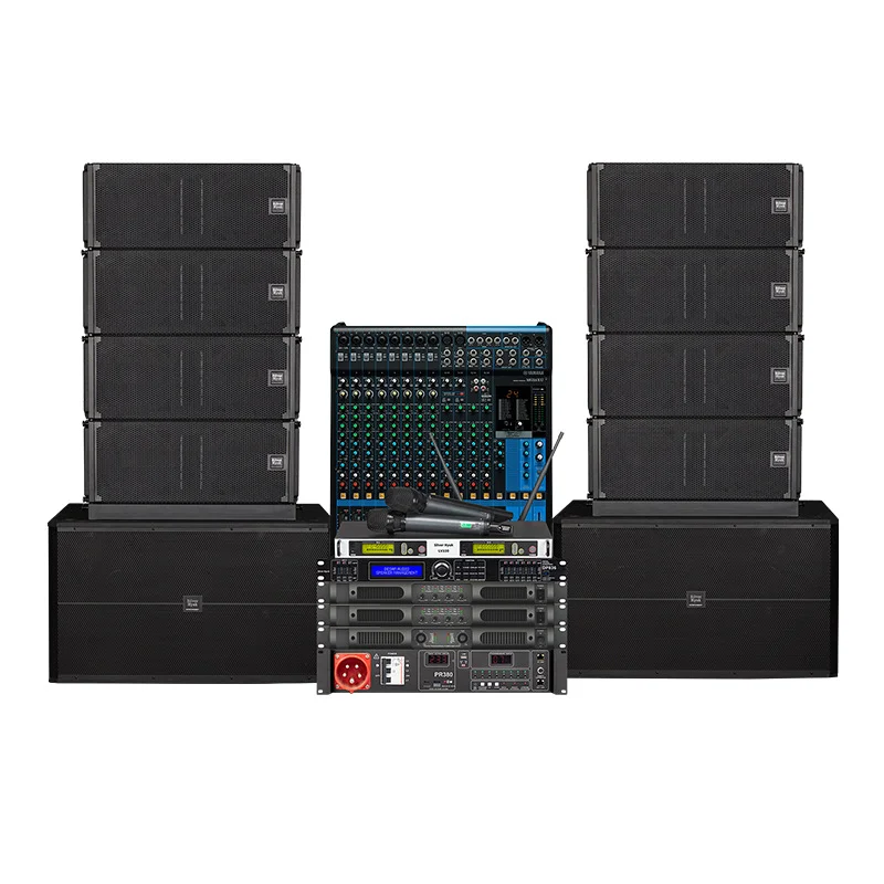Large Outdoor Performance Sound Equipment Full Set of Stage Bar Church Line Array Sound System Sets Amplifier Speaker