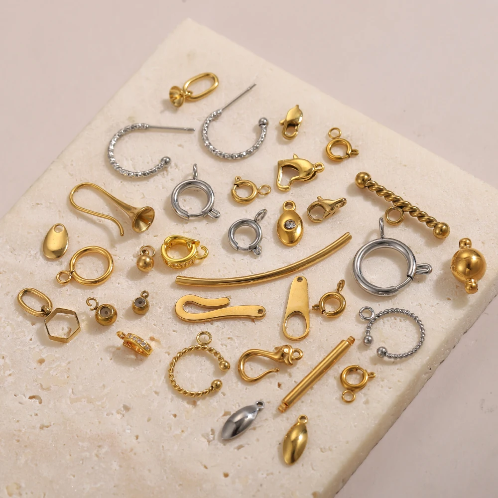 Stainless Steel Pendant Clasp Spring Round Clasp Closure Hooks Charm Holder Ring Lobster Clasp for DIY Jewelry Bracelet Necklace