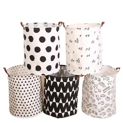 40 x 50cm Super Large Laundry Basket With Drawstring Round Dirty Clothes Toys Folding Bucket Anti-dust Big Storage Barrel Hamper