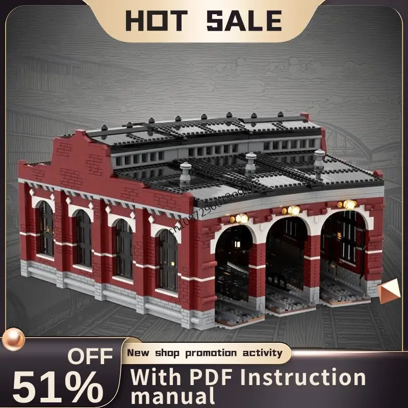 

Новинка 3927 шт., горячая распродажа, вид на улицу, Moc Train, модель Roundhouse, пазлы на заказ, креативные идеи «сделай сам», детские игрушки, подарки на день рождения