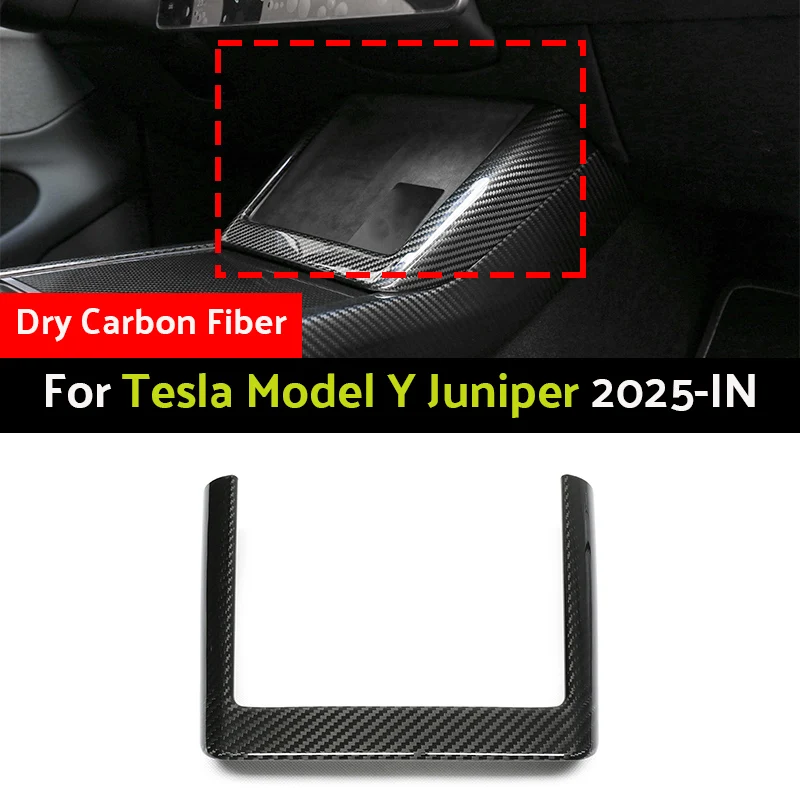 Dry Carbon Fiber Wireless Charging Frame Cover For Tesla Model Y Juniper 2025 2026-IN OEM Style Add On Interior Central Panel