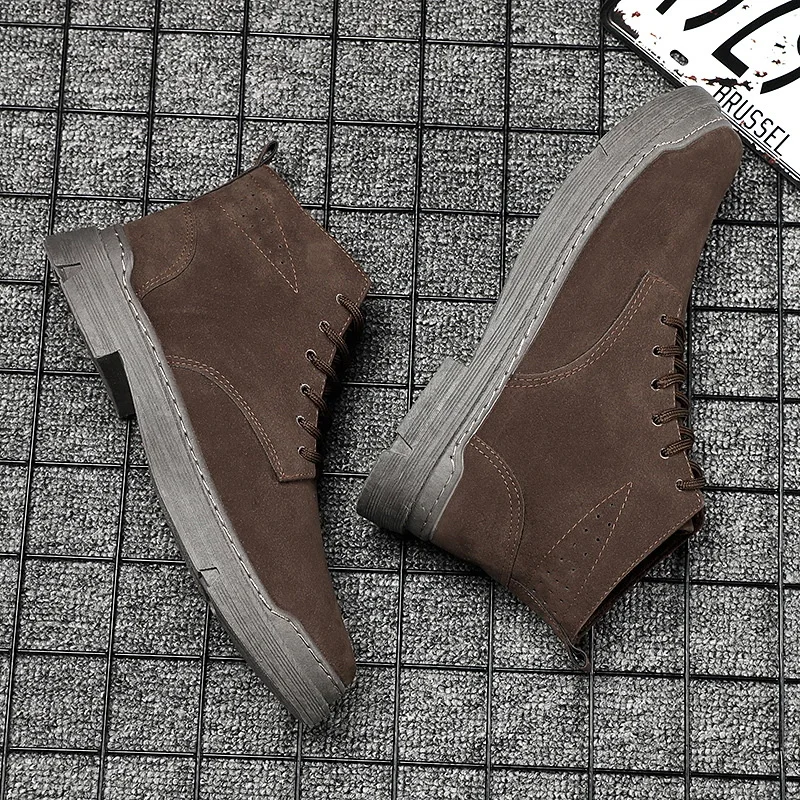 

Мужская высокая рабочая обувь Модные ботинки Мужская черная повседневная обувь для инструментов Платформа сохраняет тепло Замшевые ботинки Мужские Zapatos De Hombre