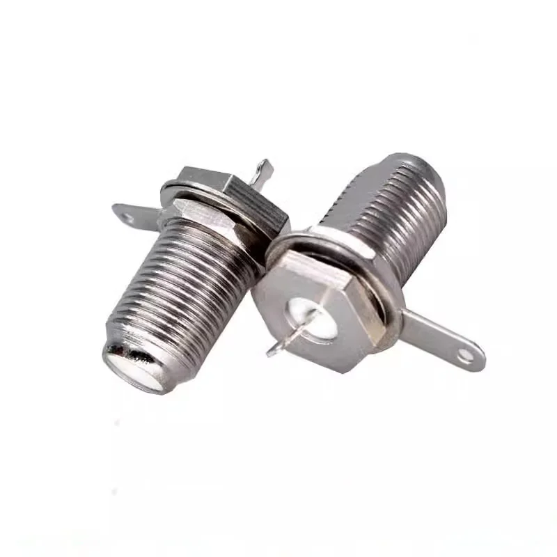 100 unids/lote conector 3F de cobre tipo F conector hembra de mamparo conector de cable de soldadura RF Coaxial F Jack Socket al por mayor