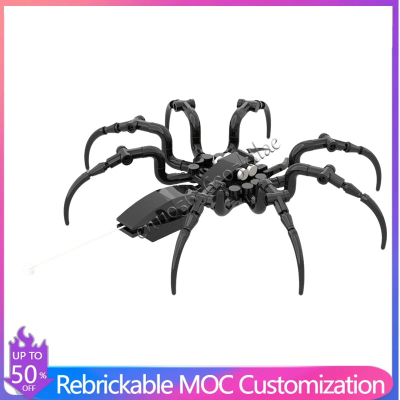 187 pièces de construction, modèle de blocs de construction modulaires personnalisables en forme d'araignée noire, design simple, éducatif, bricolage, jouet pour garçon, cadeaux de vacances