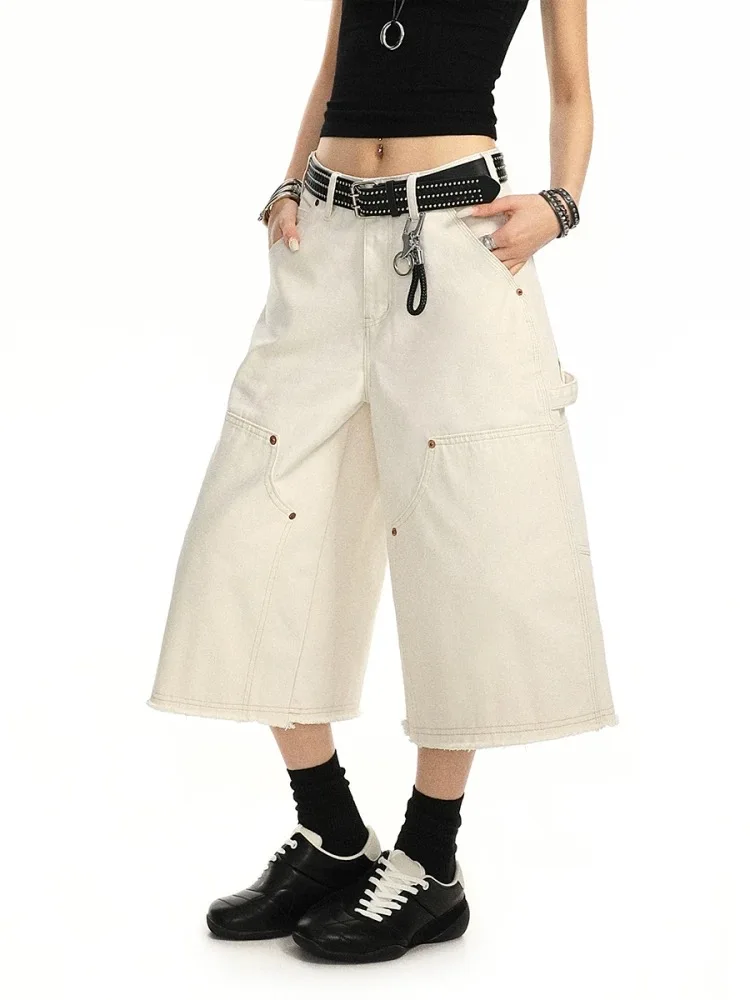 

Американские ретро однотонные тонкие женские джинсы простые базовые модные уличные женские джинсы летние новые шикарные свободные брюки-карго женские