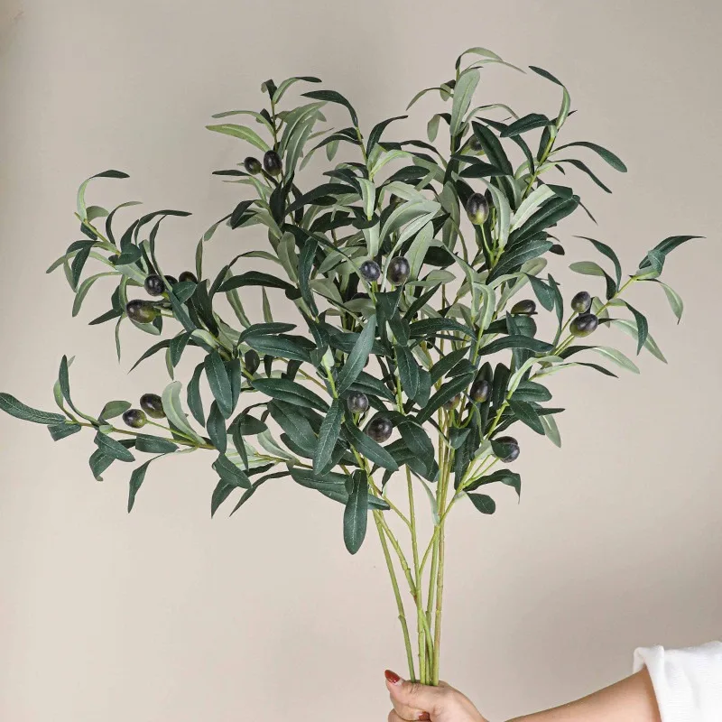 

Olive Branches Artificial Green Plants Olive Fruits Leaves Home Decoration Artificial Flowers Garden Decoration