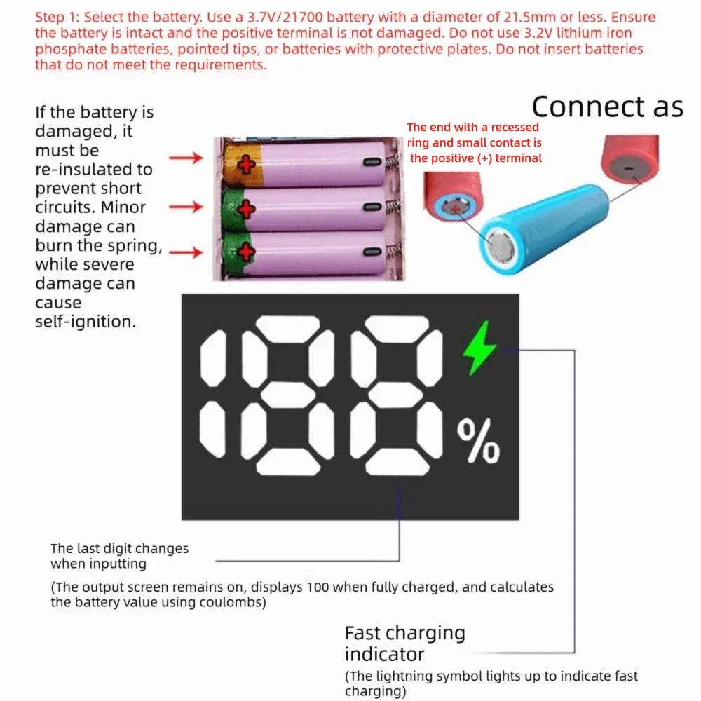 4X21700 Support DIY Power Bank Case LED Display Screen Transparent Design Power Bank Shell Battery Capacity Option