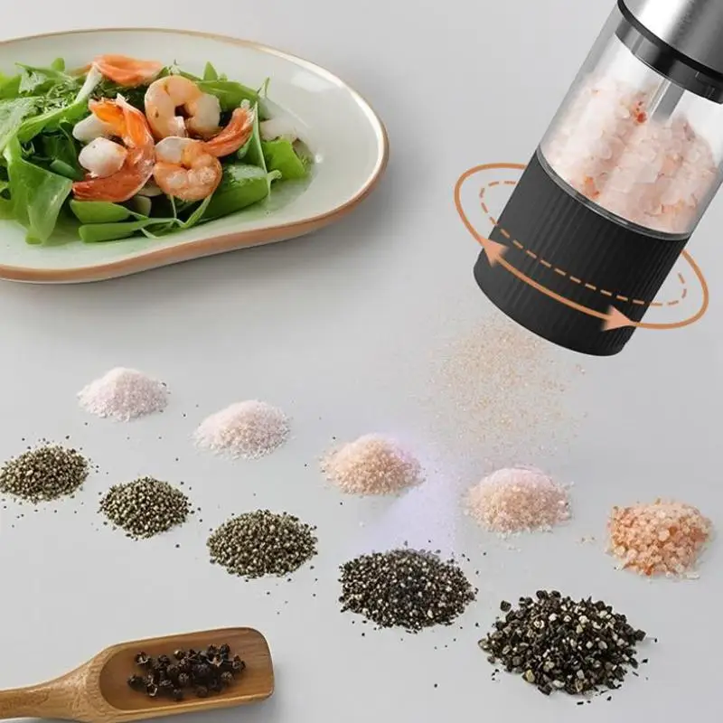 Electric Salt And Pepper Grinder Automatic Rechargeable Pepper Mill Shakers External Adjustable Coarseness Kitchen Appliances