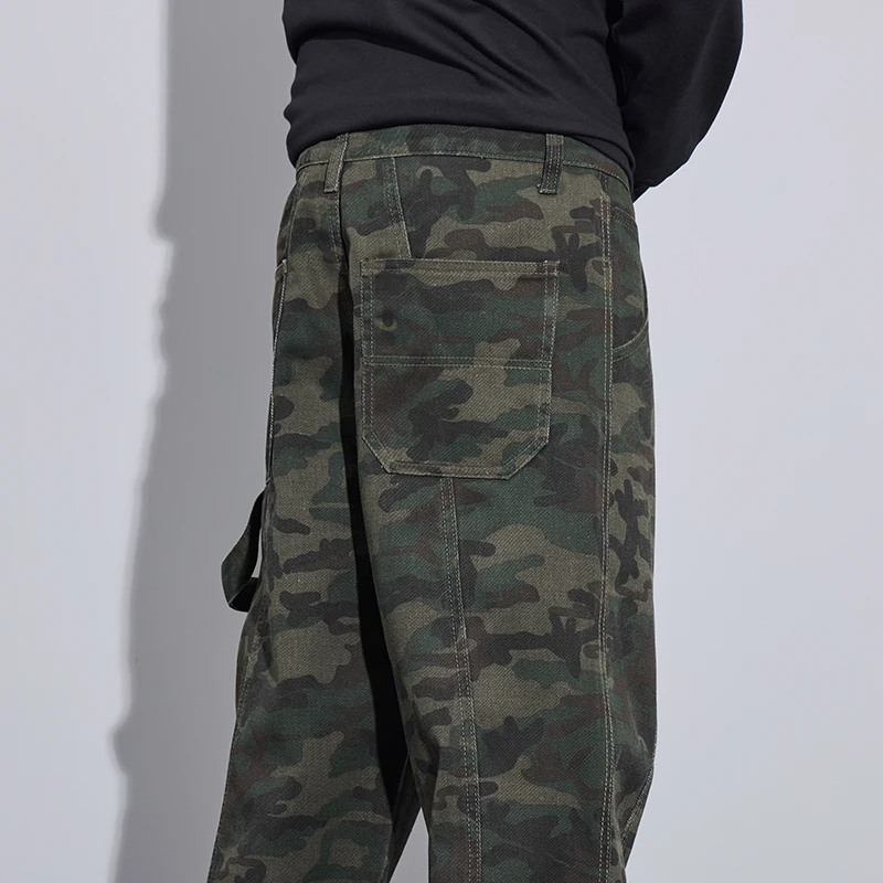 Camouflage Cargo Pants Men And Women Y2K Streetwear Low Rise Jeans Retro Wide Leg Trousers Denim Straight Trousers Harajuku