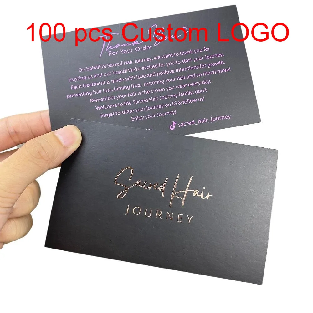 Custom Printing Luxury Rose Gold Foil Hot Stamp Business Coated Paper Thank You Greeting Cards