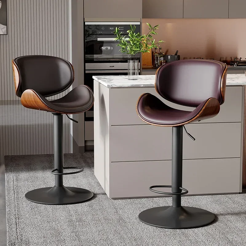 Bar chair lift and rotate, modern simple backrest bar stool, home front desk bar chair, fashionable high stool