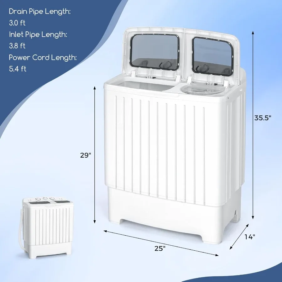 غسالة محمولة مدمجة بتصميم حوض مزدوج للمساحات الصغيرة: 20 رطلاً سعة إجمالية 12 رطلاً غسالة + 8 رطل سبينر تيم #3