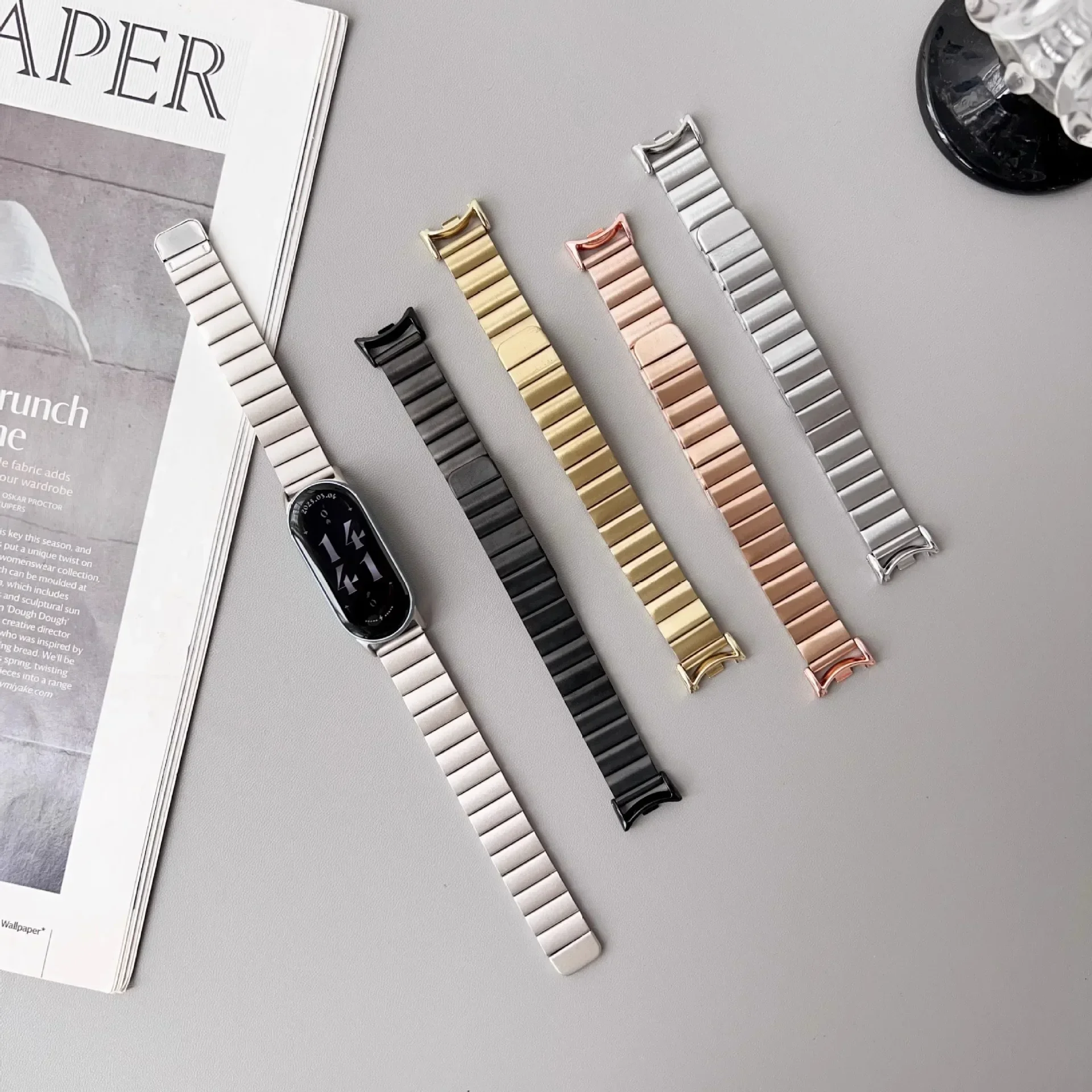 Stainless Steel Applicable To Xiaomi 10 Wristband One Bead Bamboo Joint Strip Breathable Magnetic Suction Model Xiaomi 9 Wristba