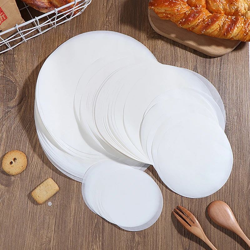 50Pcs Baking Oiled Paper Circle Parchment Paper Multifunction Liner BBQ Oven Patty Hamburger Paper Steamer Liners Baking Tool