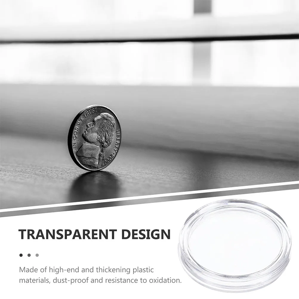 

200 Pieces Clear Coin Protective Cases Acrylic Coin Holders Easy Open Clear Storage Display Box Organizer