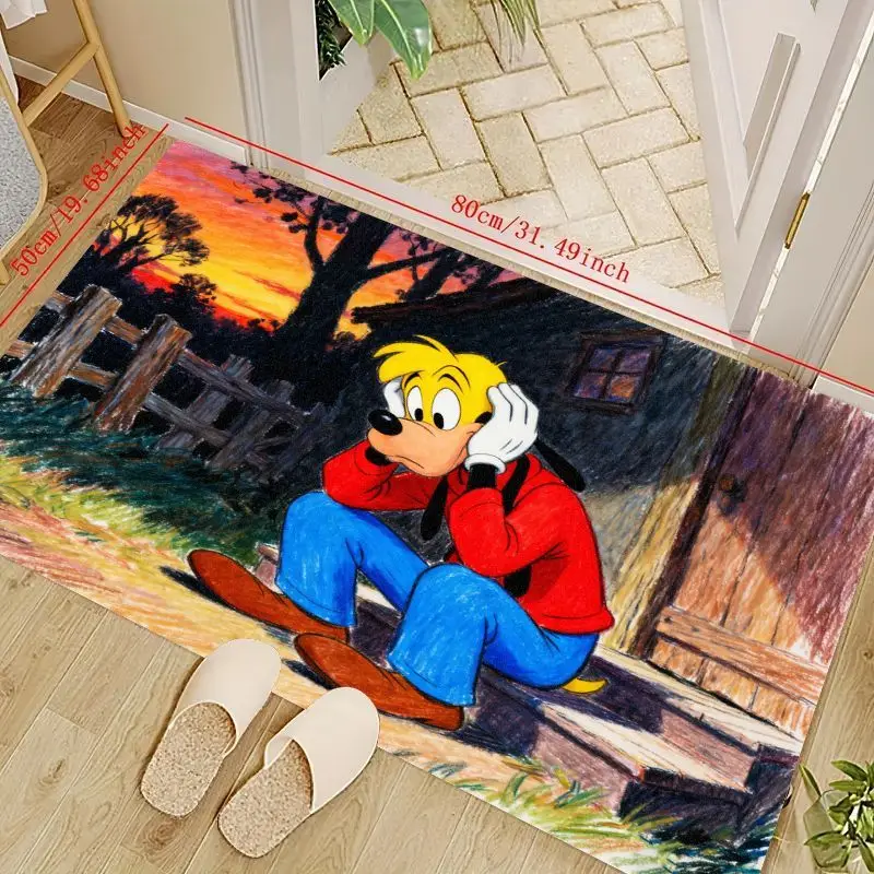 

1PC Disney Max Goof Cartoon Character Floor Mat, 50x80cm (19.6x31.5in) Anime-Style Sunset Landscape Art Print Non-Slip Doormat f