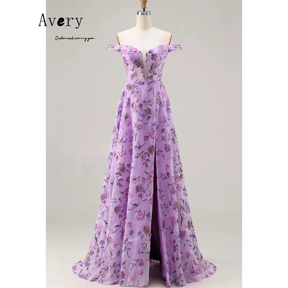 

Avery Customized Purple A-line Flower Sleeveless Evening Dresses 2025 Luxury Woman Elegant Evening Dress Luxurious Party Dresses