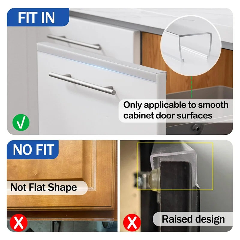 واقي حافة خزانة المطبخ (17.7 بوصة PVC شفافة)، واقي باب الخزانة (عبوة من 6 قطع)، لسمك 3/4 بوصة