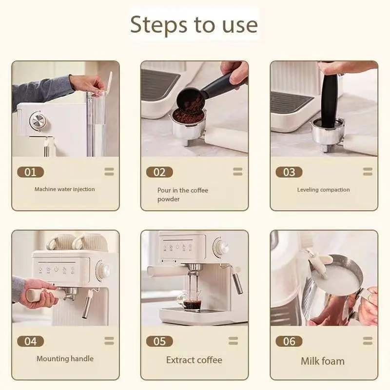 Coffee Machine 1PC Pump Pressure Milk Froth Pulling Steam Household Small Semi-automatic