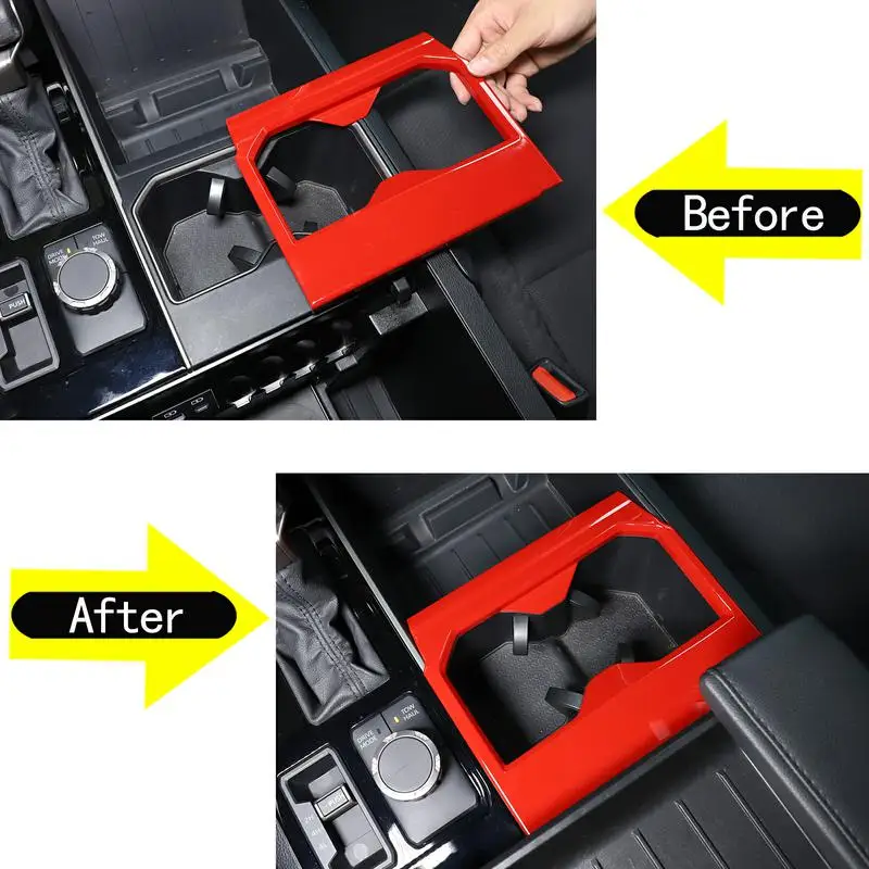 For 2022-2023 Toyota Tundra/Sequoia ABS red car front cup holder panel cover sticker car interior protection accessories