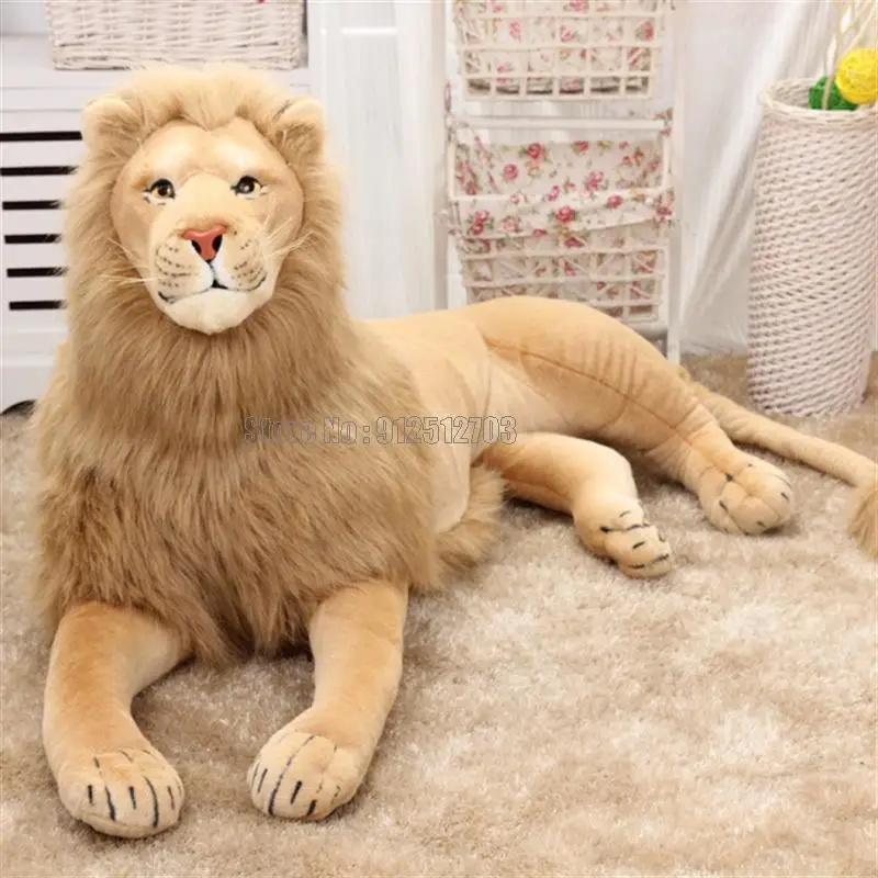 Large Cool Lying Lion Pillow Lively Simulated Animals Model Kids Mount Home Decoration Stuffed Doll Kids Gift Toy