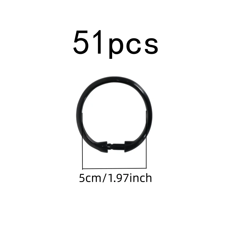 51 pcs Clear Round Curtain Hooks, Transparent Clear Plastic, Hotel Bath Tub Rod Home Bath Area, Smooth Glide Design