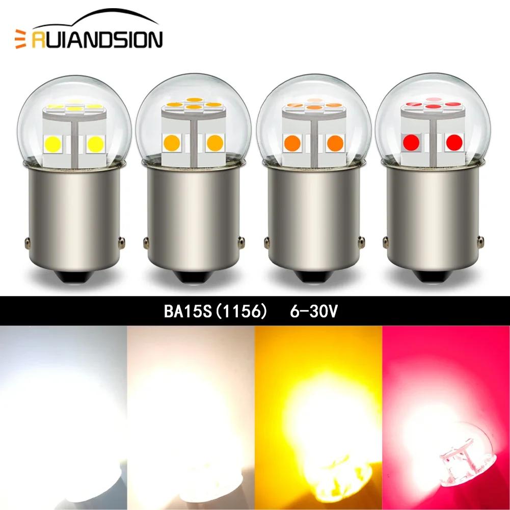 RUIANDSION 2x Upgrade P21/5W BAY15D 1157 LED 1156 BA15S P21W LED Bulb 6V 12V Turn Signal Light Rear Brake Reverse Lamp