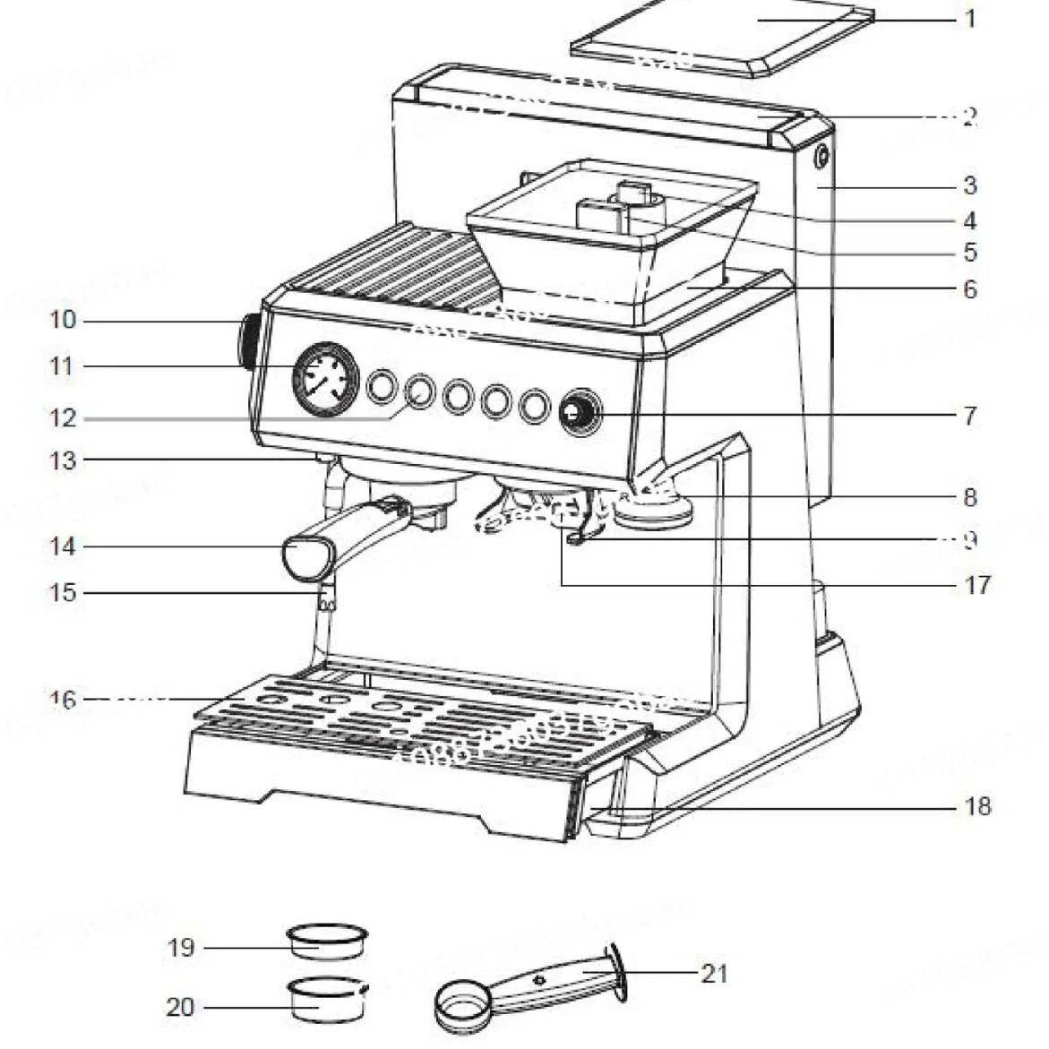 3-In-1 with grinding machine Semi-automatic household espresso machine