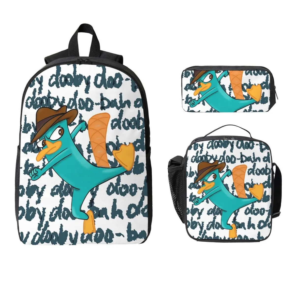 

Агент П! Рюкзак для студентов, сумка для книг для мальчиков и девочек, школьная сумка, компьютерные сумки на плечо, 3 шт., изолированная сумка для обеда, пенал