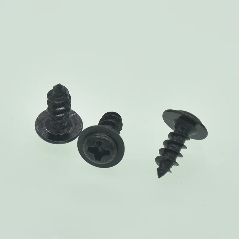 100Pcs/lot M2 M2.5 M3  M4 PWA  Black Phillips Screw Self_tapping Screws With Pad