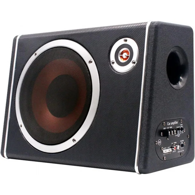 Subwoofer para Auto K-CT10 de 10 Pulgadas y 600W, Subwoofer Delgado para Debajo del Asiento, Altavoz con Amplificador de Potencia y Procesador de Audio