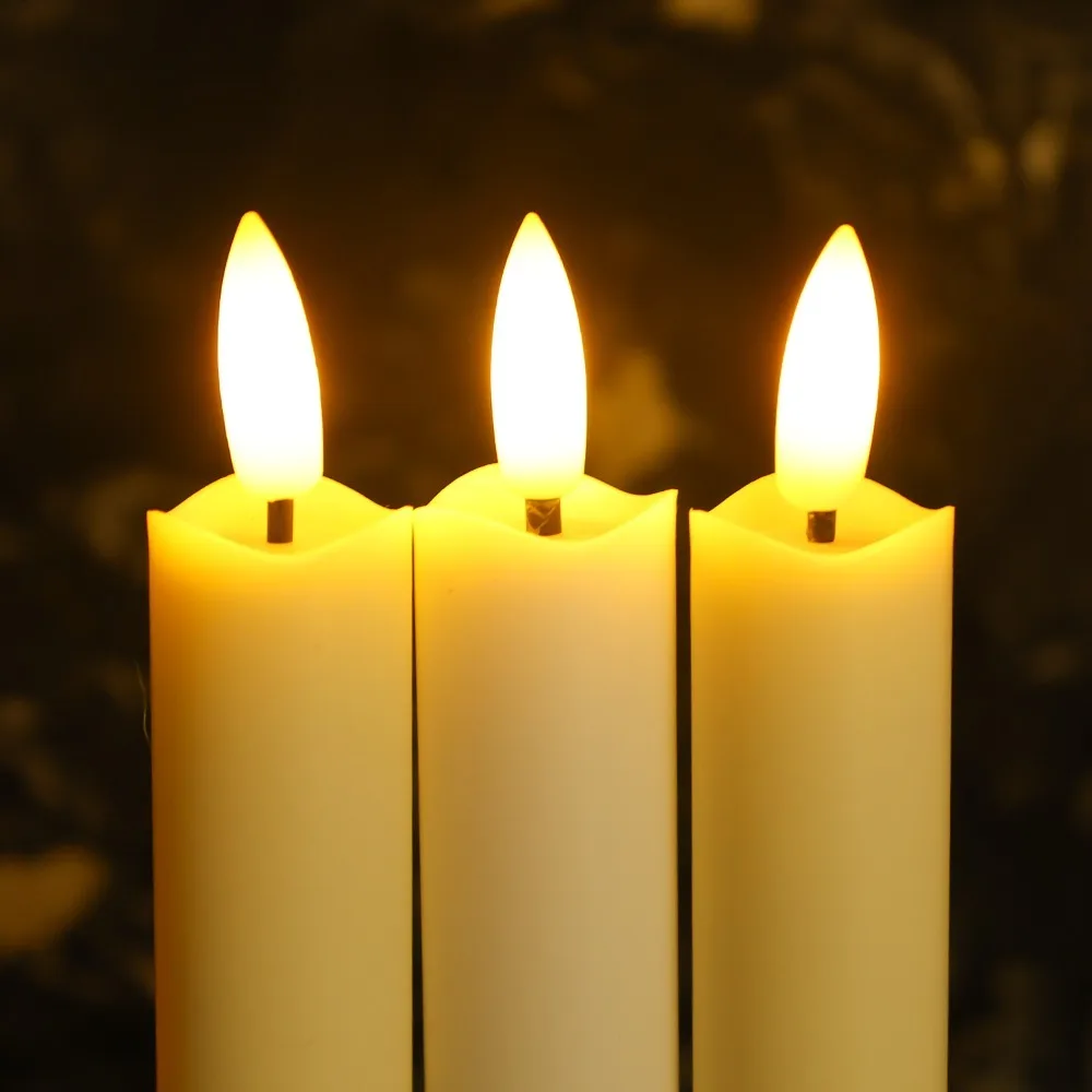 Velas LED con boca ondulada, luces sin llama alimentadas por batería, vela electrónica de polo largo, suministro de decoración DIY para fiestas y bodas