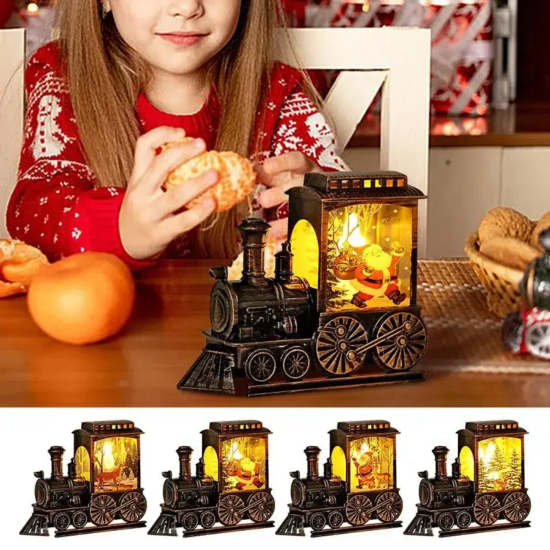 Christmas Gift Train Crystal Ball Ornament Lamp Christmas Gift Christmas Eve Decoration Lighting Small Night Lamp Desktop Decora