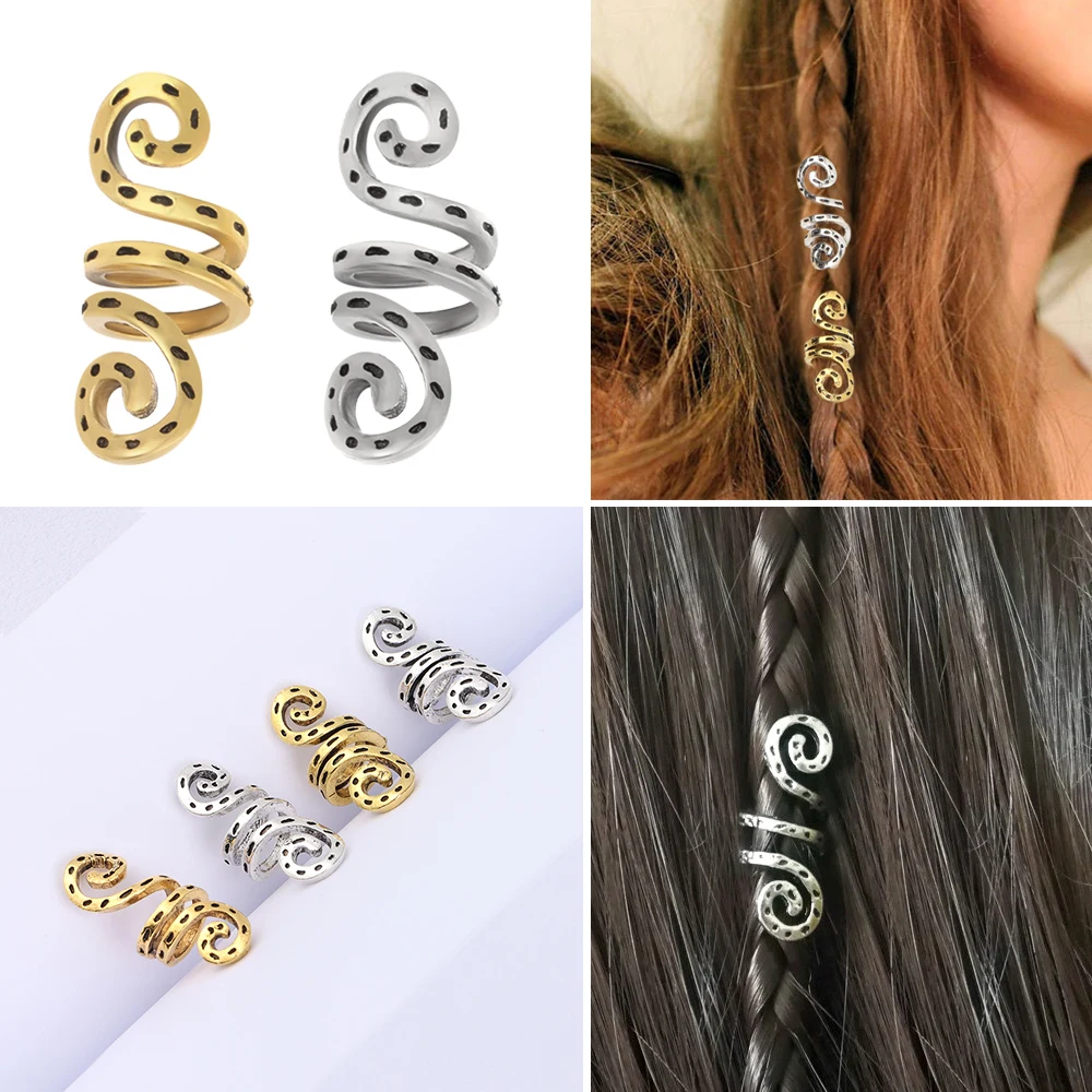 Unisex Spiral Braid Dreadlock Clips Hair Beads Wig Beads Hair Tube