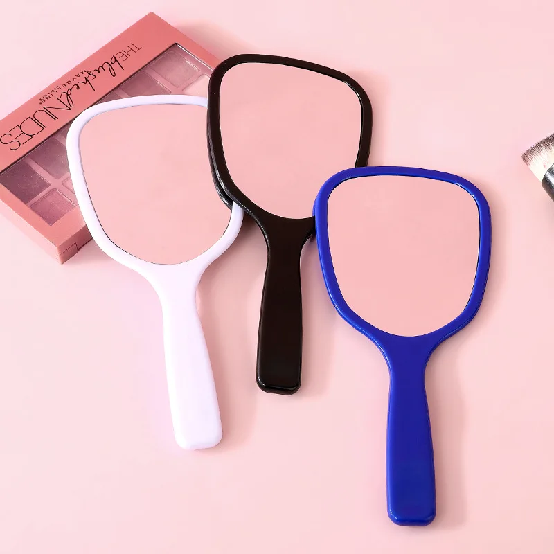 Plastic Hand Handheld Mirror with Handle Compact Travel Makeup Cosmetic Mirror Small Personal Portable Mirror