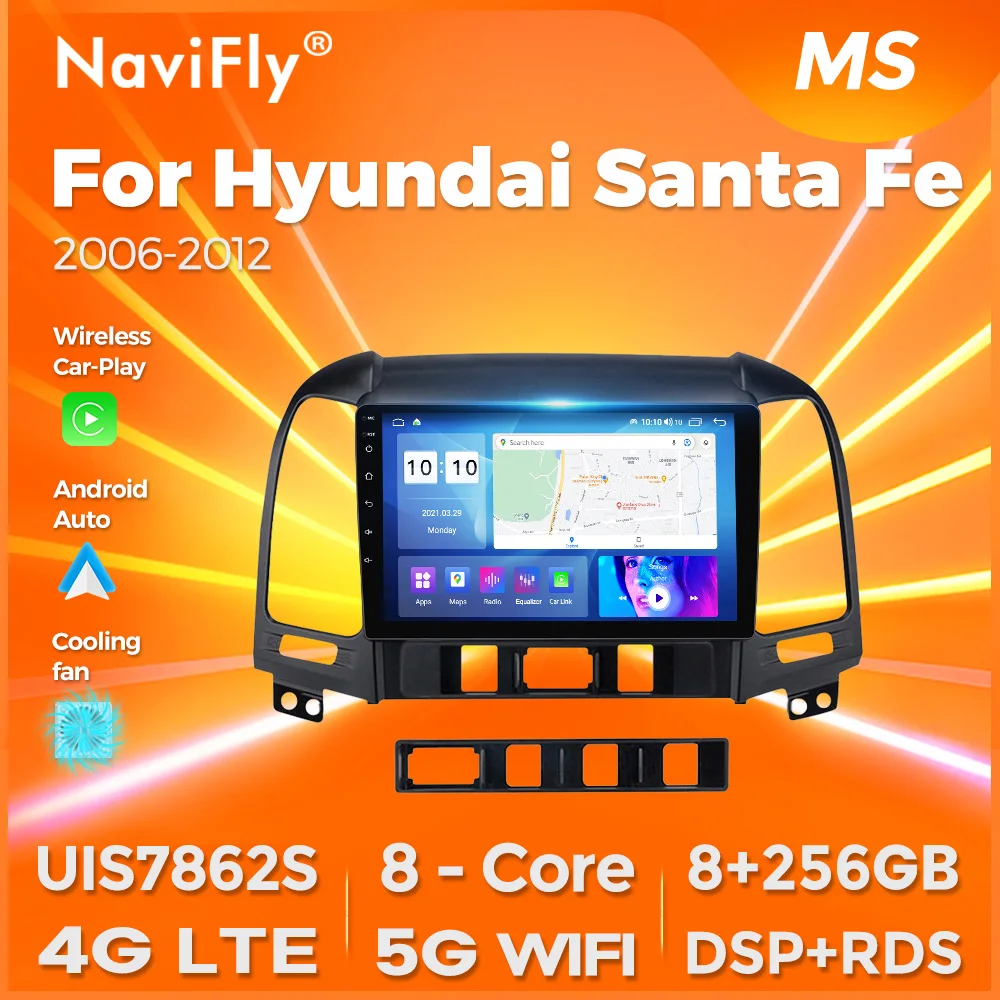 NaviFly 7862S 8G 128G Android All In One Car Intelligent System For Hyundai Santa Fe 2 2006 - 2012 Carplay Navigation DSP 4G LTE