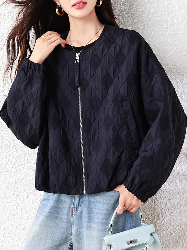 Ele Young Sle مبطن القطن Jaet المرأة فضفاضة تناسب ort سستة القطن سترة الخريف الشتاء Faion معطف السيدات