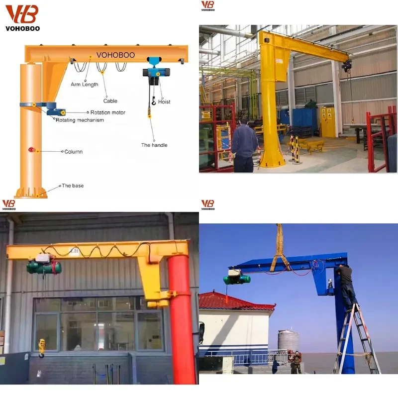 Recycling Machine 2026 Movable 360 Degree Rotating 500kg 1ton 2ton 3ton 5ton 10ton Electric Pillar Cantilever Jib Cranes for