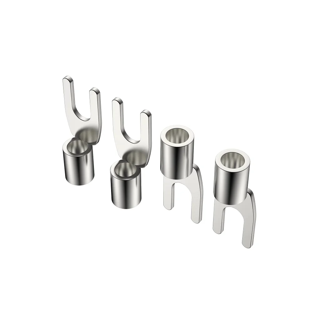 Viborg Pure Silver Cold-Pressed Terminals, DIY Power Plug Ground Lugs, Y Spade / U-Type / Pin Cable Lugs