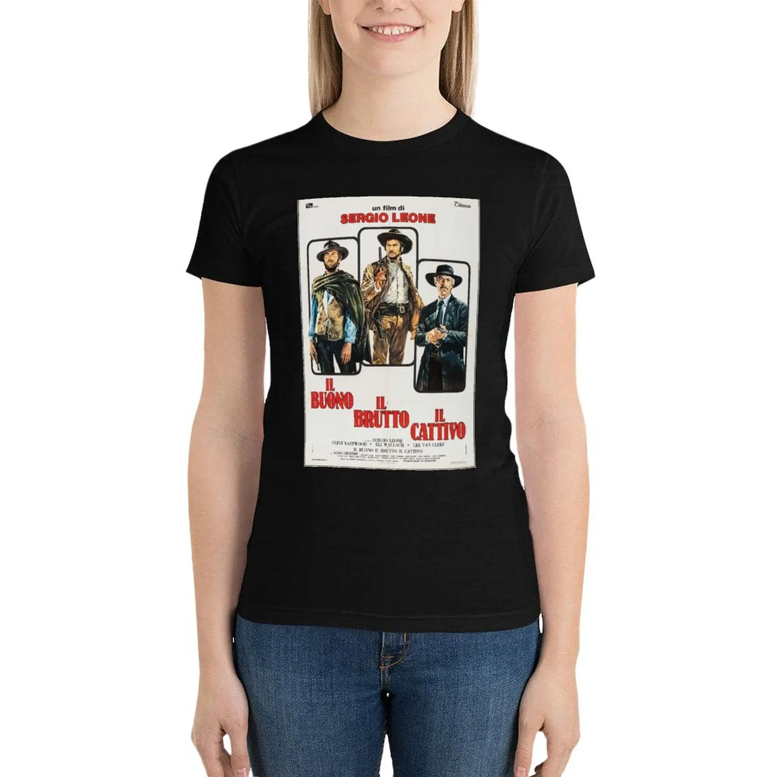 

The Good, The Bad and The Ugly - Italian Movie Poster T-Shirt tops oversized Aesthetic clothing woman t shirt