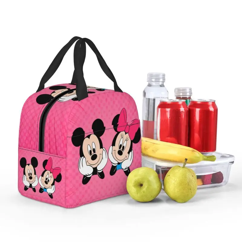 Custom Mickey Mouse Insulated Lunch Bag for Camping Travel Reusable Cooler Thermal Bento Box Food Container Tote Bags