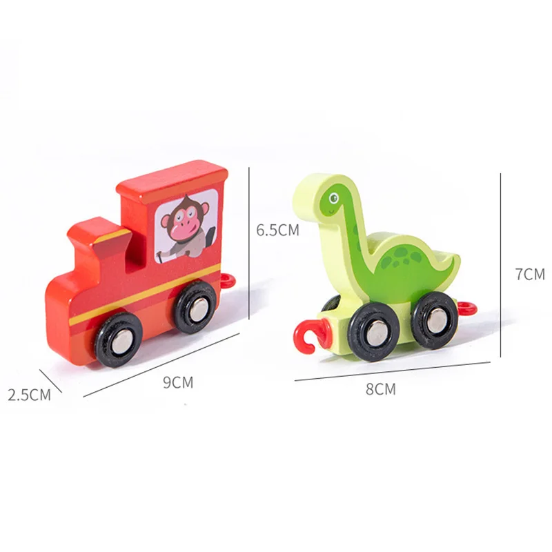 Neue Magnetische Holz Dinosaurier Zug Set 11Pcs Anzahl Holz Spielzeug Lernen Autos Mit Zahlen Farbe Zug Montessori Spielzeug Kinder spielzeug