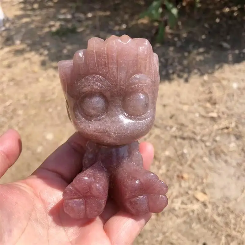 Натуральный левчичный кварц, мультяшная резьба, меменномегалит, мощная статуя для украшения дома, комнаты, подарок, 1 шт.