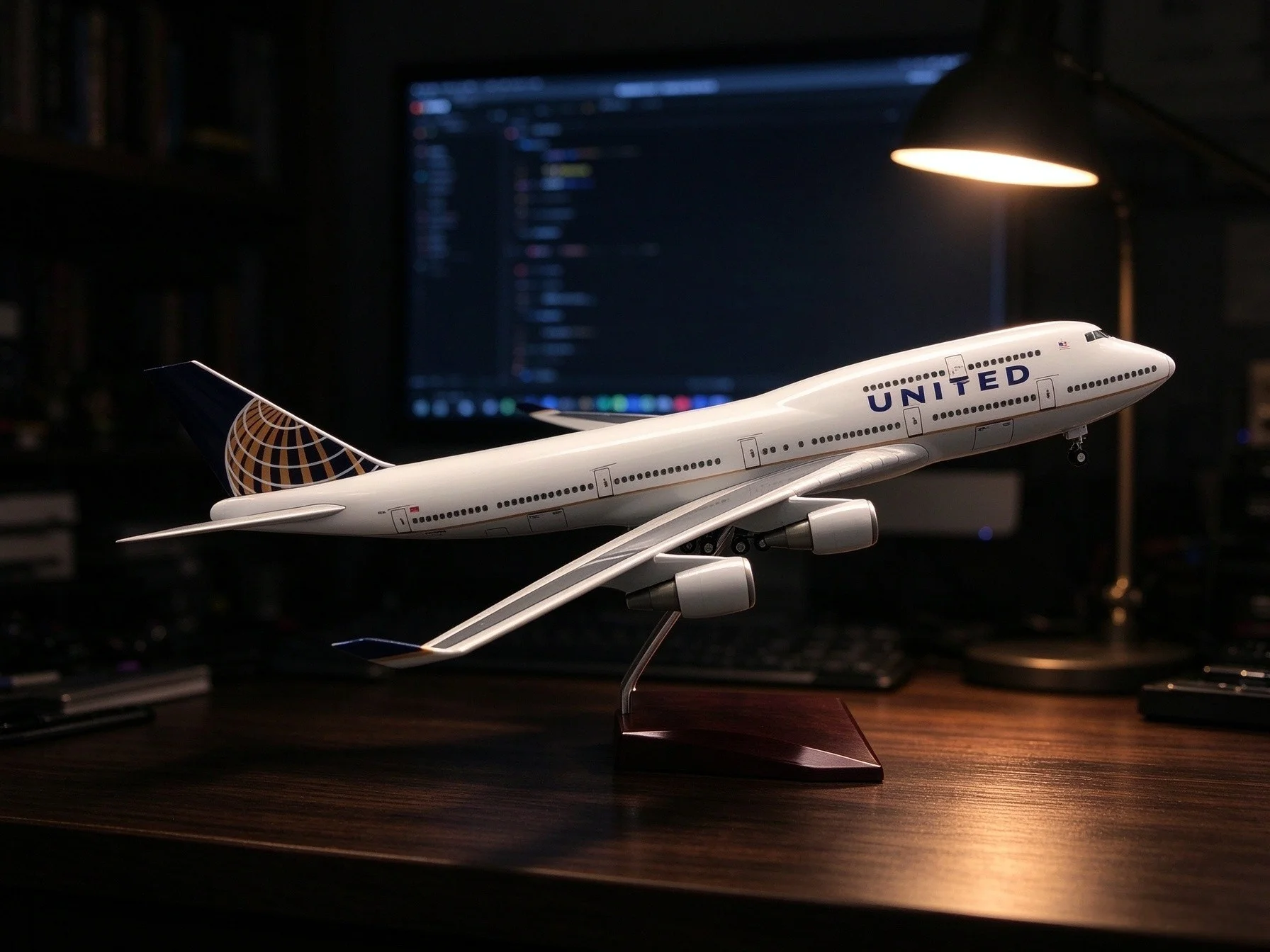 Scale Airplanes 47cm Boe-ing 747 United Airways B747 Diecast Resin Plastic Model Aircraft For Aviation Enthusiasts Gift